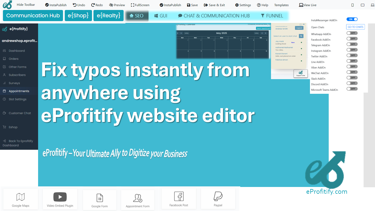 Fix typos instantly from anywhere using eProfitify website editor